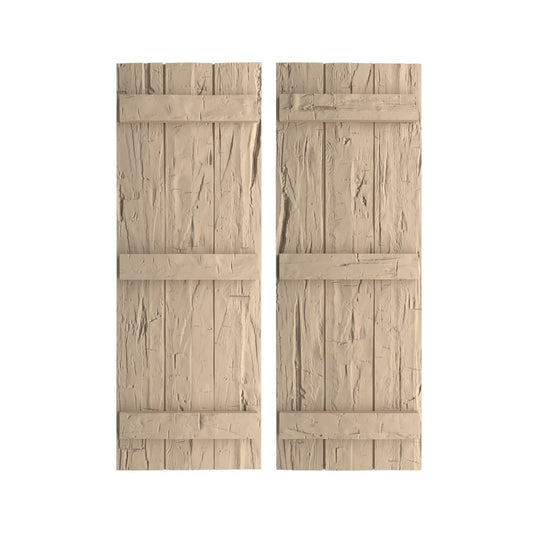 Ekena Millwork 16.5-in W x 74-in H Hand Hewn Paintable/Stainable Board and batten Exterior Shutters ( 2 -Pack )