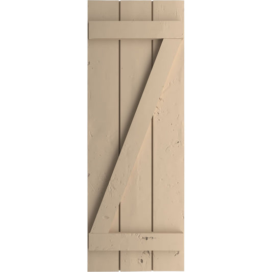 Ekena Millwork 16.5-in W x 82-in H Knotty Pine Paintable/Stainable Board and batten Z-bar Exterior Shutters ( 2 -Pack )