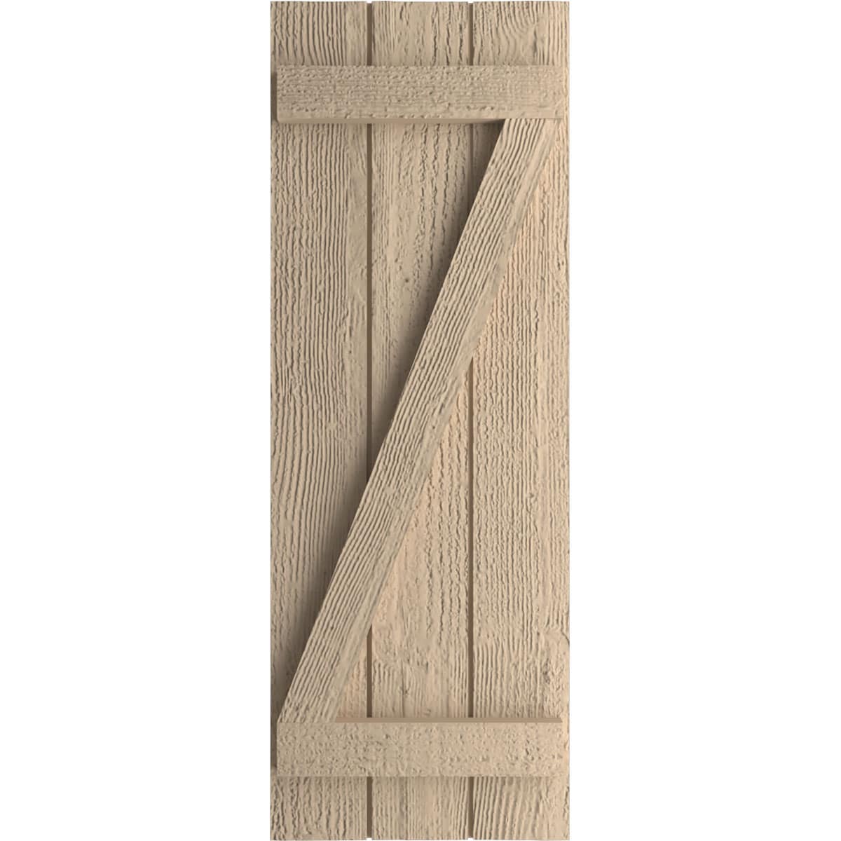 Ekena Millwork 16.5-in W x 66-in H Rough Sawn Paintable/Stainable Board and batten Z-bar Exterior Shutters ( 2 -Pack )
