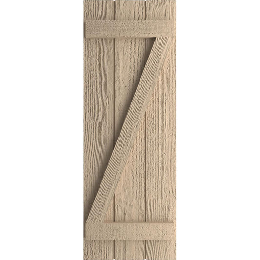 Ekena Millwork 16.5-in W x 66-in H Rough Sawn Paintable/Stainable Board and batten Z-bar Exterior Shutters ( 2 -Pack )