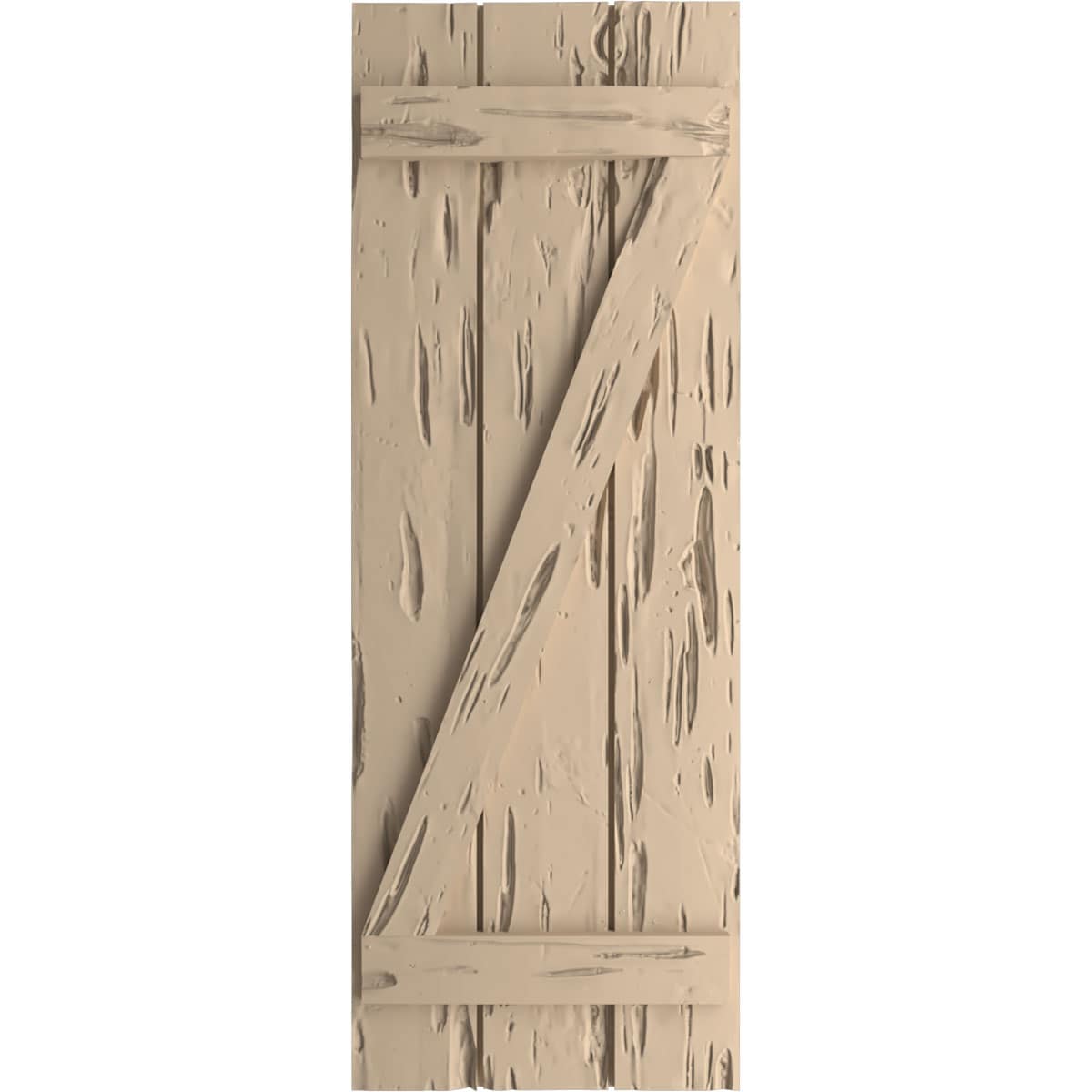 Ekena Millwork 16.5-in W x 50-in H Pecky Cypress Paintable/Stainable Board and batten Z-bar Exterior Shutters ( 2 -Pack )
