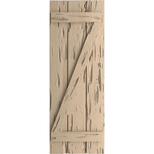 Ekena Millwork 16.5-in W x 50-in H Pecky Cypress Paintable/Stainable Board and batten Z-bar Exterior Shutters ( 2 -Pack )