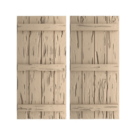 Ekena Millwork 22-in W x 60-in H Pecky Cypress Paintable/Stainable Board and batten Exterior Shutters ( 2 -Pack )