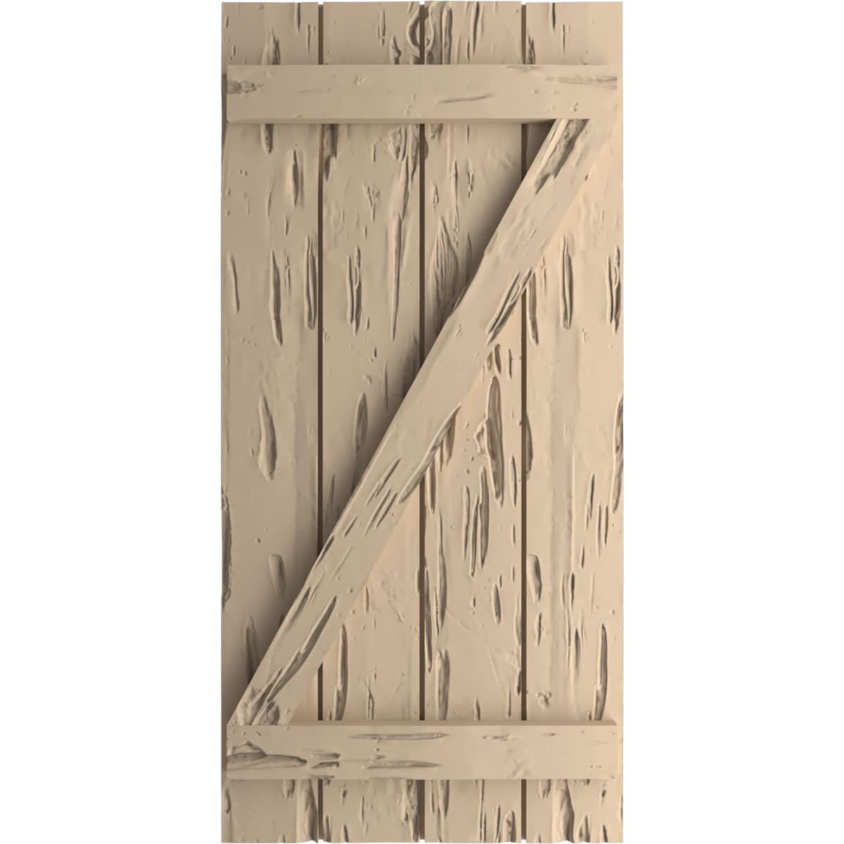 Ekena Millwork 22-in W x 82-in H Pecky Cypress Paintable/Stainable Board and batten Z-bar Exterior Shutters ( 2 -Pack )