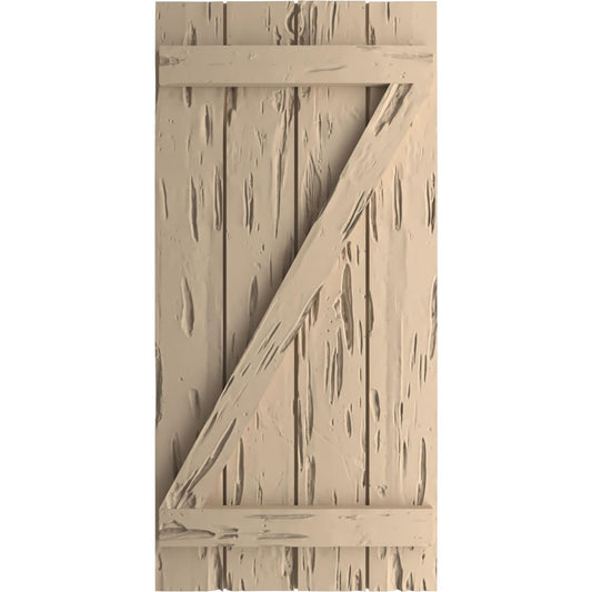Ekena Millwork 22-in W x 82-in H Pecky Cypress Paintable/Stainable Board and batten Z-bar Exterior Shutters ( 2 -Pack )