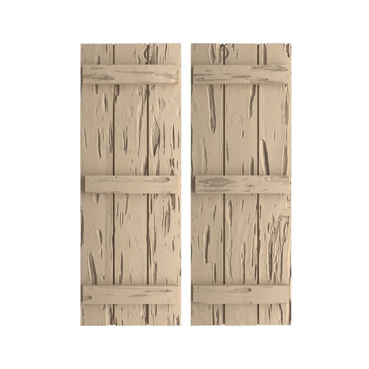 Ekena Millwork 16.5-in W x 60-in H Pecky Cypress Paintable/Stainable Board and batten Exterior Shutters ( 2 -Pack )