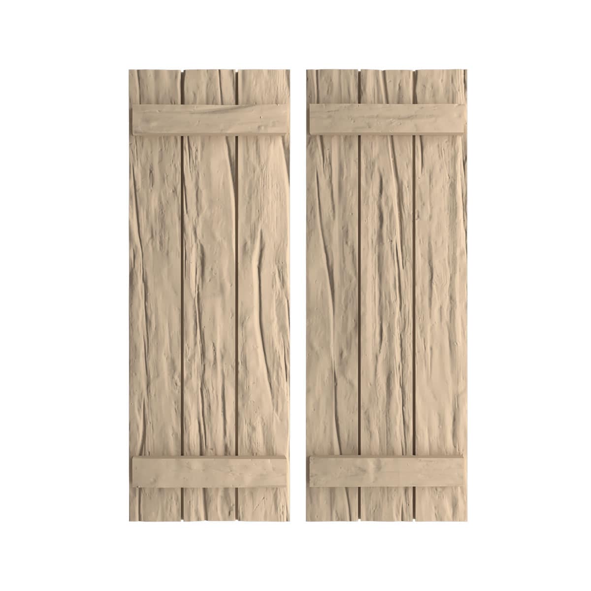 Ekena Millwork 16.5-in W x 52-in H Riverwood Paintable/Stainable Board and batten Exterior Shutters ( 2 -Pack )