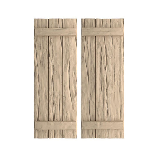 Ekena Millwork 16.5-in W x 52-in H Riverwood Paintable/Stainable Board and batten Exterior Shutters ( 2 -Pack )