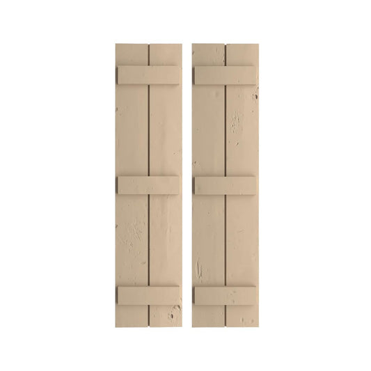 Ekena Millwork 11-in W x 88-in H Knotty Pine Paintable/Stainable Board and batten Exterior Shutters ( 2 -Pack )