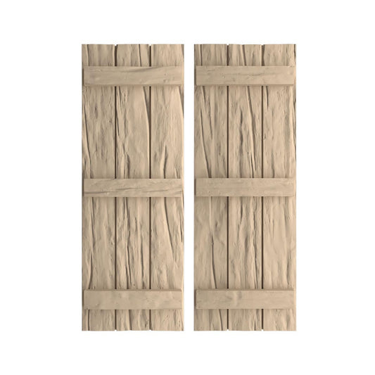 Ekena Millwork 16.5-in W x 68-in H Riverwood Paintable/Stainable Board and batten Exterior Shutters ( 2 -Pack )