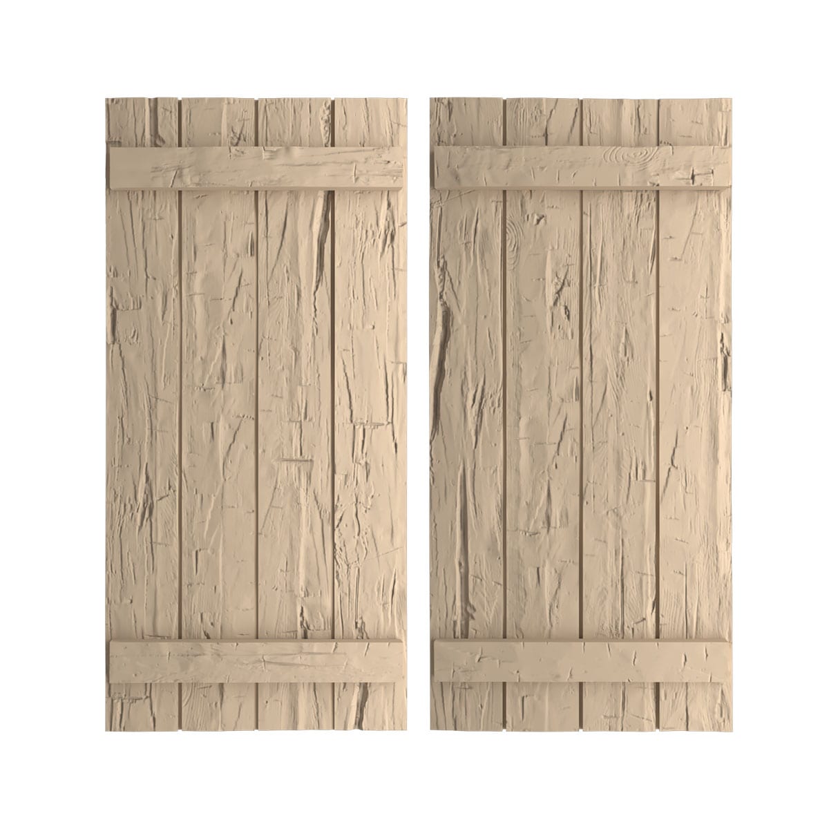 Ekena Millwork 22-in W x 48-in H Hand Hewn Paintable/Stainable Board and batten Exterior Shutters ( 2 -Pack )