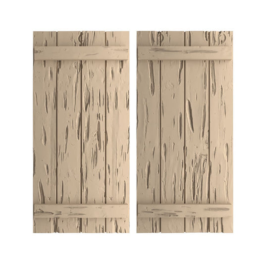 Ekena Millwork 22-in W x 50-in H Pecky Cypress Paintable/Stainable Board and batten Exterior Shutters ( 2 -Pack )