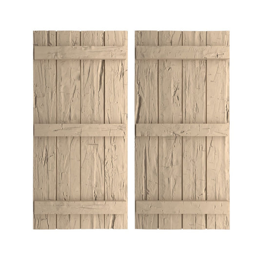 Ekena Millwork 22-in W x 80-in H Hand Hewn Paintable/Stainable Board and batten Exterior Shutters ( 2 -Pack )