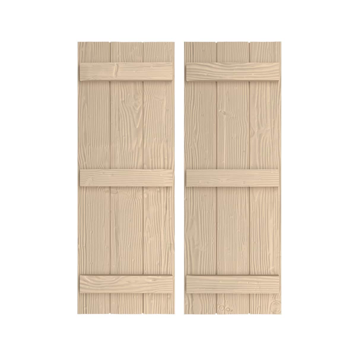Ekena Millwork 16.5-in W x 72-in H Sandblasted Paintable/Stainable Board and batten Exterior Shutters ( 2 -Pack )