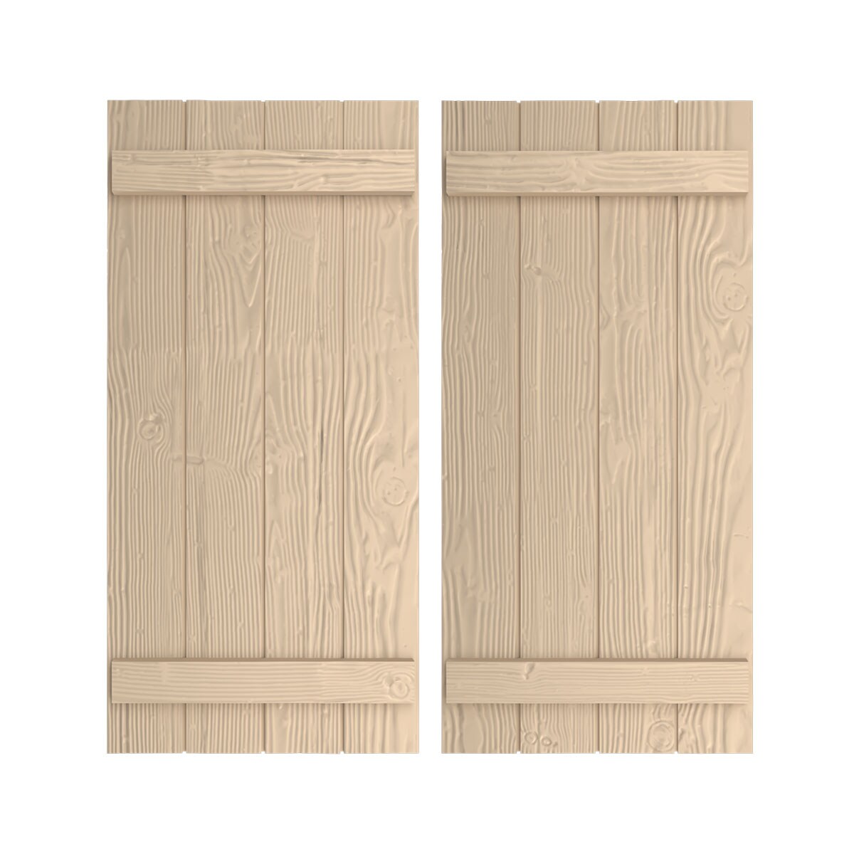 Ekena Millwork 22-in W x 48-in H Sandblasted Paintable/Stainable Board and batten Exterior Shutters ( 2 -Pack )