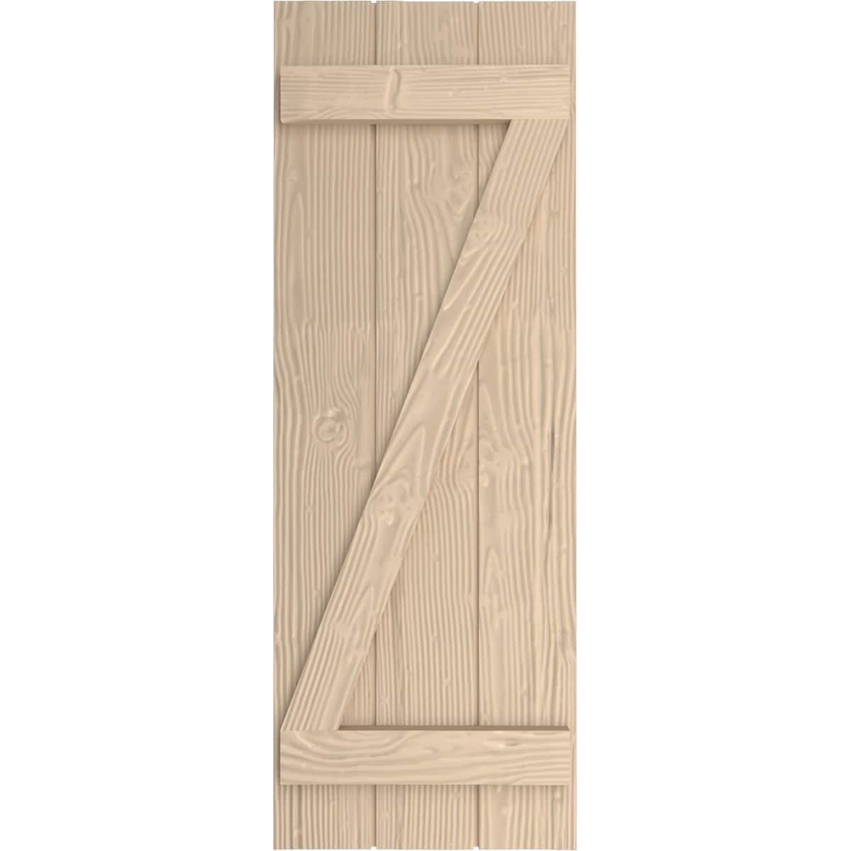 Ekena Millwork 16.5-in W x 78-in H Sandblasted Paintable/Stainable Board and batten Z-bar Exterior Shutters ( 2 -Pack )