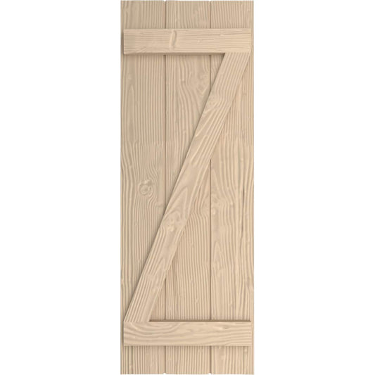 Ekena Millwork 16.5-in W x 78-in H Sandblasted Paintable/Stainable Board and batten Z-bar Exterior Shutters ( 2 -Pack )