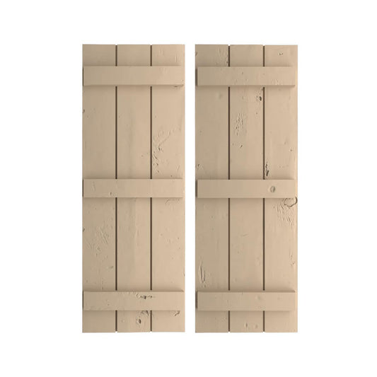 Ekena Millwork 16.5-in W x 66-in H Knotty Pine Paintable/Stainable Board and batten Exterior Shutters ( 2 -Pack )