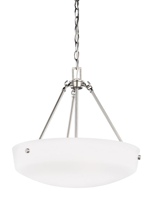 Generation Lighting Kerrville 3 -Light Brushed Nickel Transitional Etched glass Glass Bowl Medium Indoor Hanging Pendant Light
