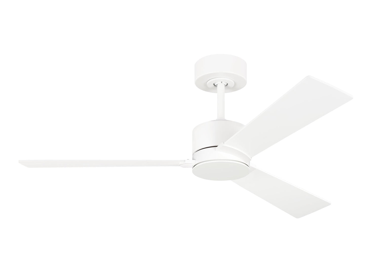 Generation Lighting Rozzen 44-in Matte White with Matte White Blades Covered Outdoor Propeller Ceiling Fan Light Kit Compatible and Remote Included 3 -Blade