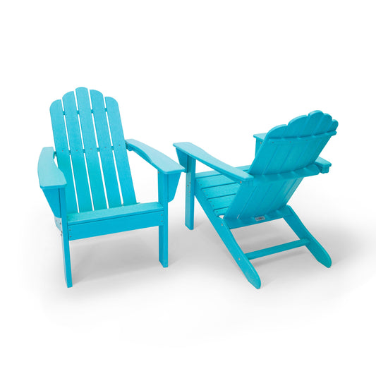 LuXeo Marina Set of 2 Aruba Blue HDPE Frame Stationary Adirondack Chair with Solid Seat