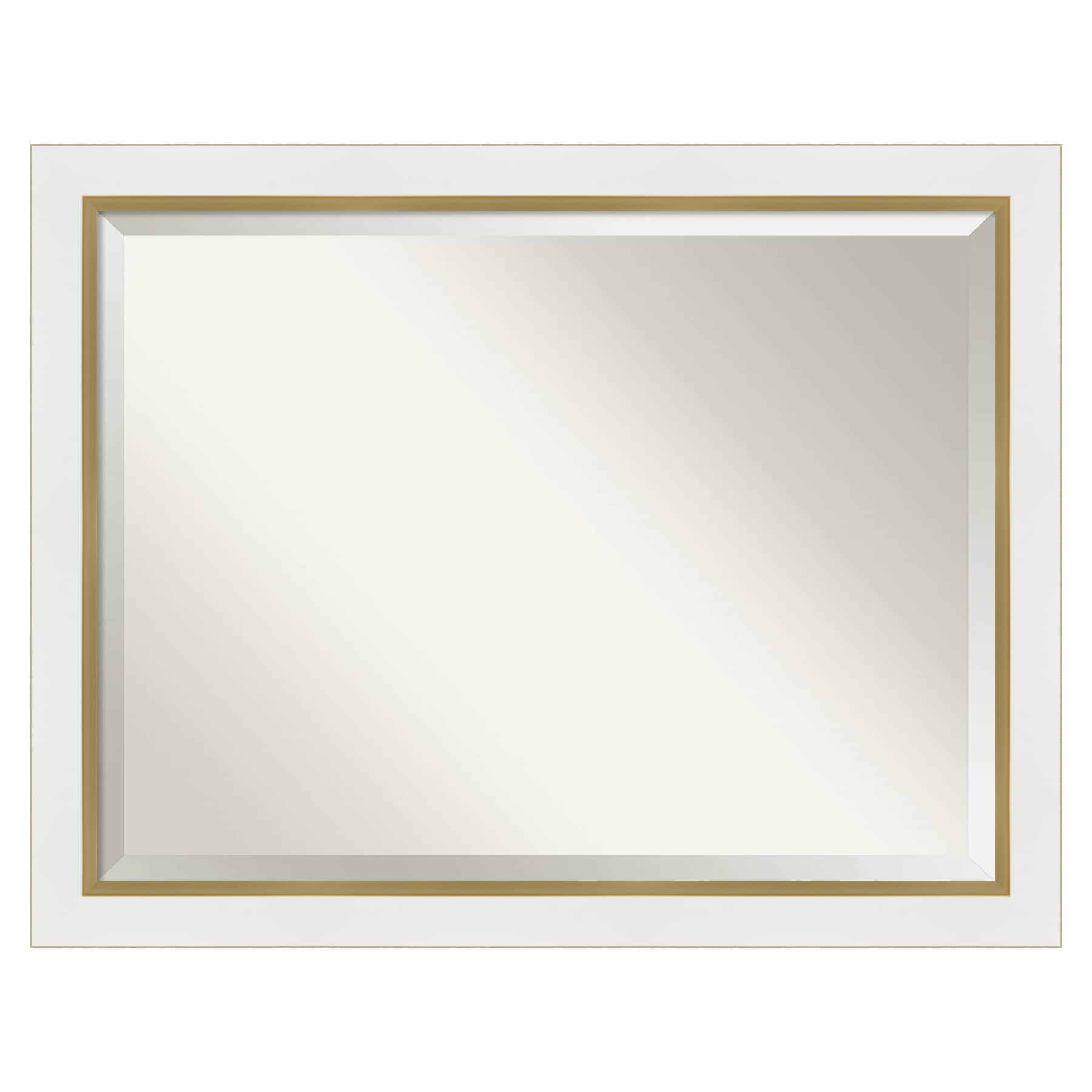 Amanti Art Eva White Gold 45.25-Inches W x 35.25-Inches H Rectangle Eva White Gold Framed Wall Mirror