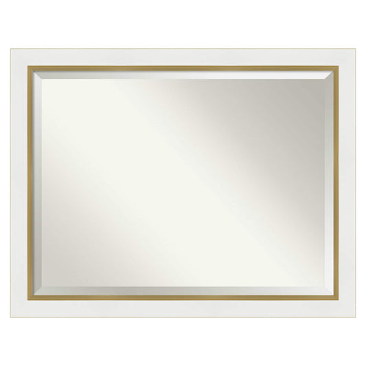 Amanti Art Eva White Gold 45.25-Inches W x 35.25-Inches H Rectangle Eva White Gold Framed Wall Mirror