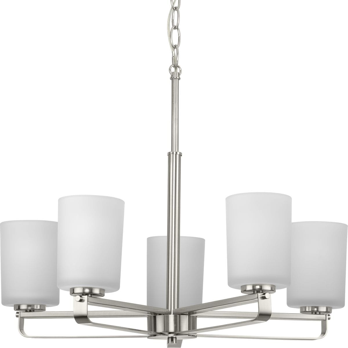 Progress Lighting League 5 -Light Brushed Nickel Etched glass Steel Chandelier