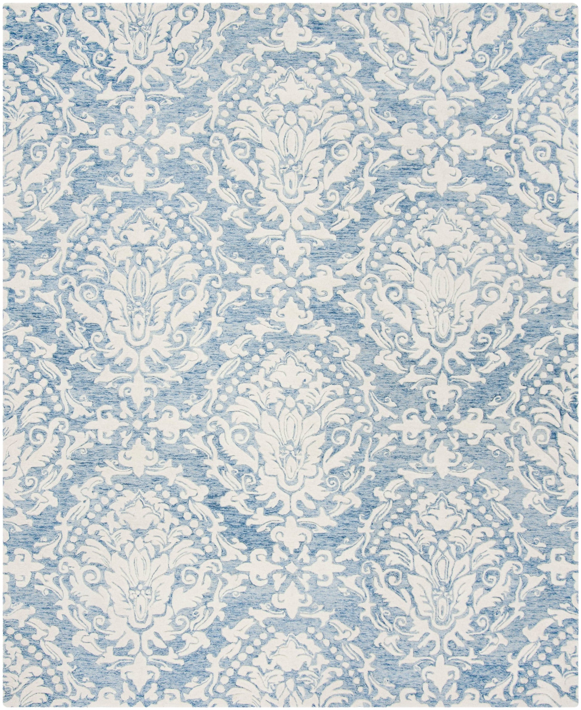 Safavieh Blossom Jeanette 8 x 10 (ft) Tufted Wool Blue/Ivory Rectangular Indoor Floral/Botanical Bohemian/Eclectic Spot Clean Only Area rug