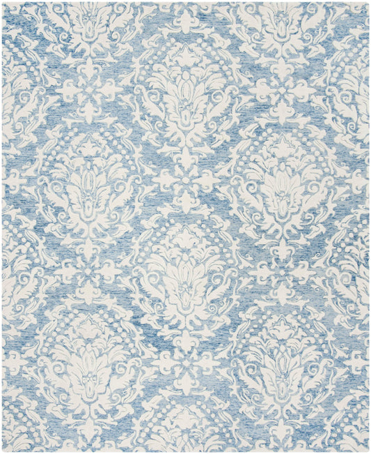 Safavieh Blossom Jeanette 8 x 10 (ft) Tufted Wool Blue/Ivory Rectangular Indoor Floral/Botanical Bohemian/Eclectic Spot Clean Only Area rug
