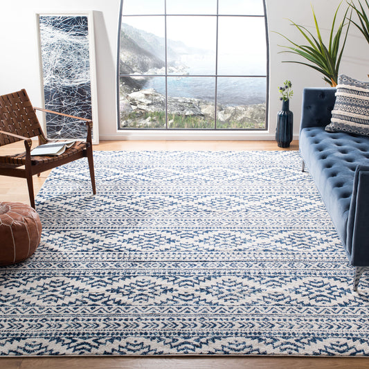 Safavieh Tulum Cibola 12 x 15 (ft) Loomed Polypropylene Ivory/Navy Rectangular Indoor Abstract Global Spot Clean Only Area rug