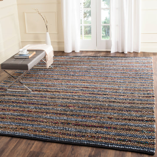 Safavieh Cape Cod Leontine 9 x 12 (ft) Cotton Blue/Multi Rectangular Indoor Stripe Farmhouse/Cottage Spot Clean Only Area rug