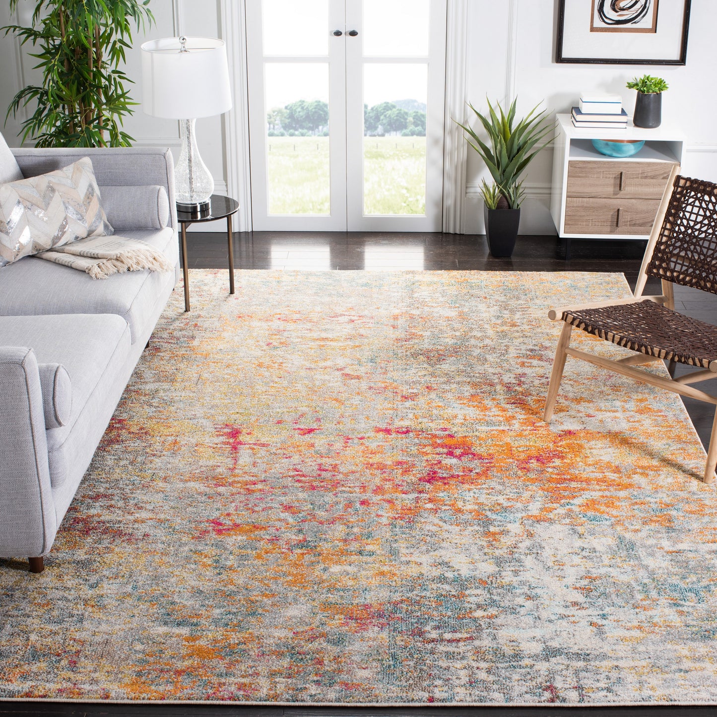 Safavieh Madison Baie 12 x 15 (ft) Loomed Polypropylene Gray/Turquoise Rectangular Indoor Abstract Industrial Spot Clean Only Area rug
