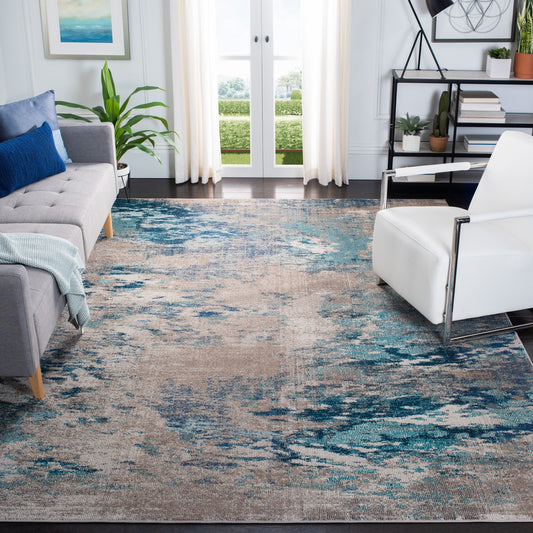 Safavieh Madison Monique 12 x 15 (ft) Loomed Polypropylene Blue/Gray Rectangular Indoor Abstract Bohemian/Eclectic Spot Clean Only Area rug