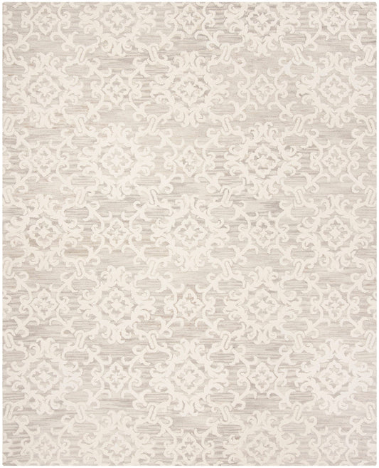 Safavieh Blossom Portmont 8 x 10 (ft) Tufted Wool Gray/Ivory Rectangular Indoor Floral/Botanical Farmhouse/Cottage Spot Clean Only Area rug