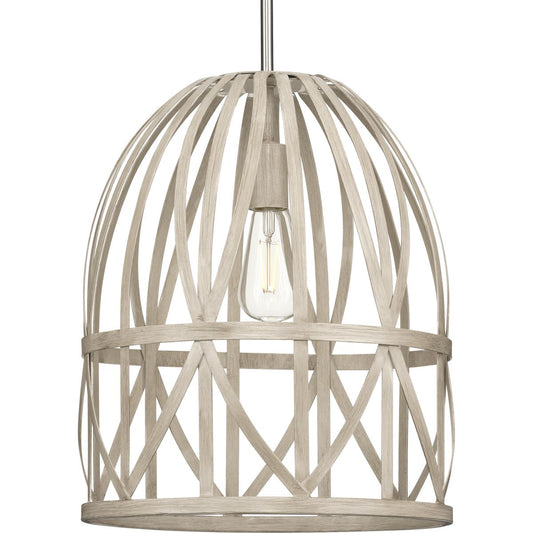 Progress Lighting Chastain 3 -Light Brushed Nickel Coastal Bell Medium Hanging Pendant light