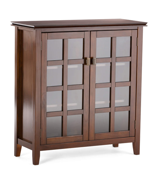 Simpli Home Artisan Russet Brown Transitional Wood Media Cabinet