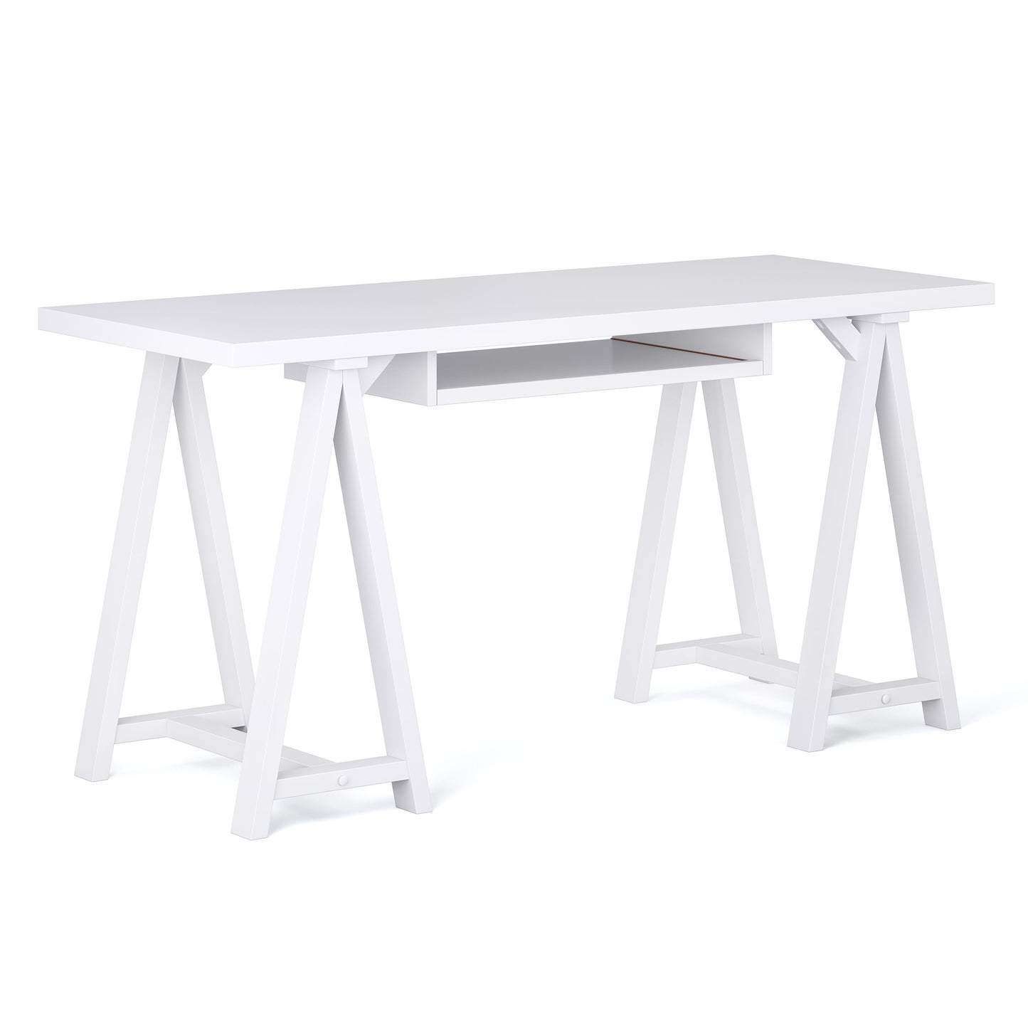 Simpli Home Sawhorse 60-in White Modern/Contemporary Pine Computer desk