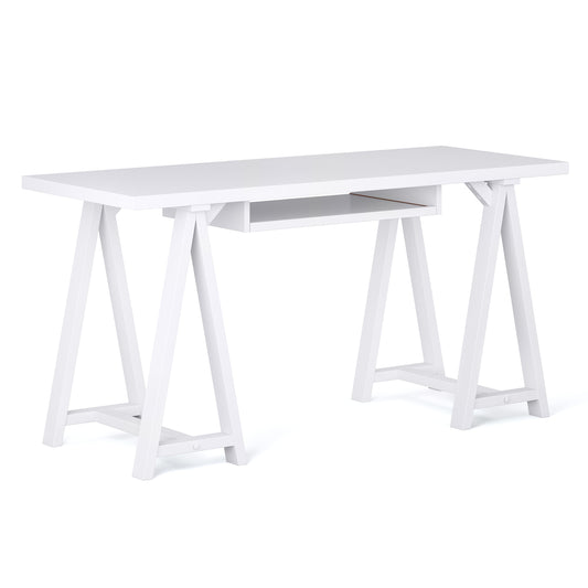 Simpli Home Sawhorse 60-in White Modern/Contemporary Pine Computer desk