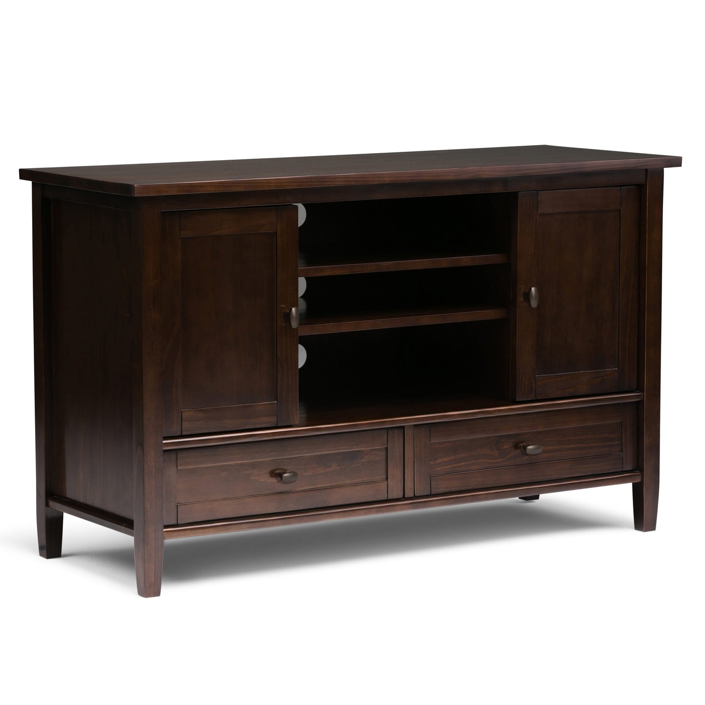 Simpli Home Warm Shaker Transitional Tobacco Brown 47-in W TV stand ( Accommodates TVs up to 50-in )