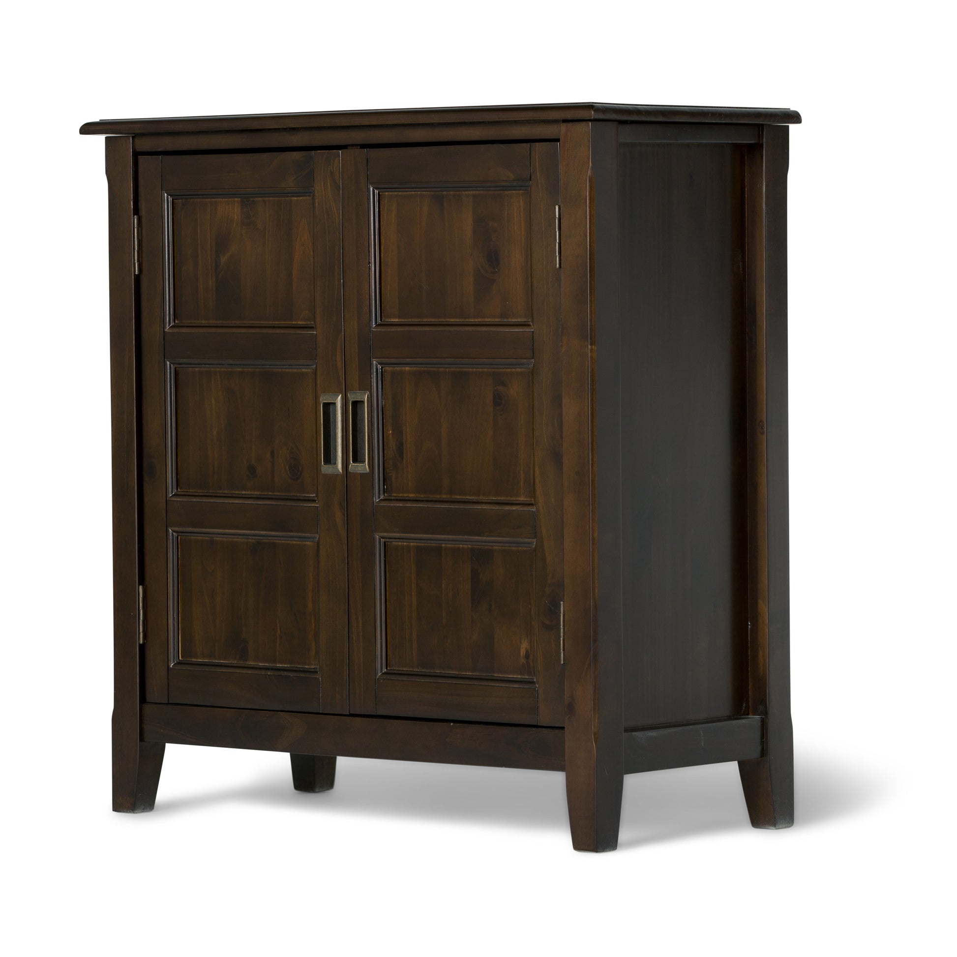 Simpli Home Burlington Mahogany Brown Transitional Wood Media Cabinet