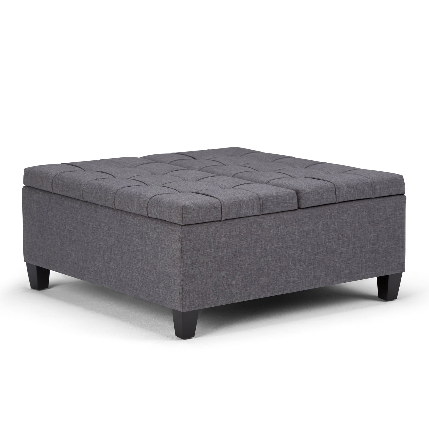 Simpli Home Harrison Casual Slate Grey Storage Ottoman