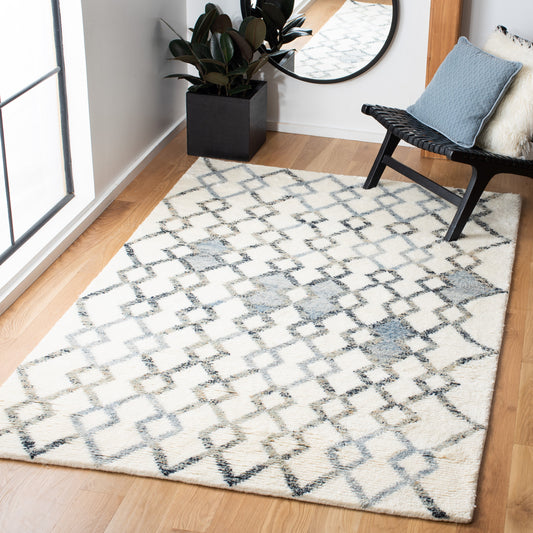 Safavieh Casablanca Honoria 5 x 8 (ft) Knotted Wool Ivory/Gray Rectangular Indoor Abstract Bohemian/Eclectic Spot Clean Only Area rug