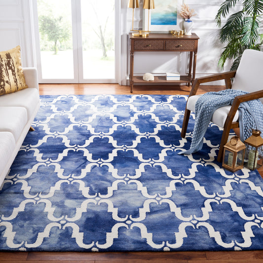 Safavieh Dip Dye Teri 8 x 10 (ft) Tufted Wool Navy/Ivory Rectangular Indoor Trellis Bohemian/Eclectic Spot Clean Only Area rug