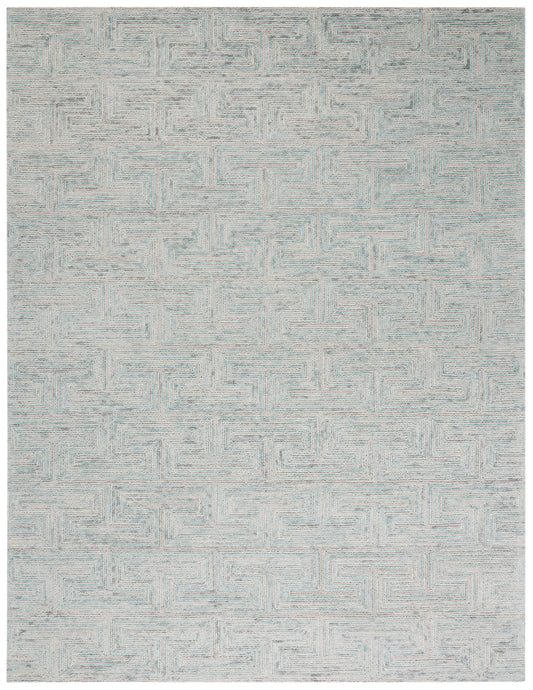 Safavieh Ikat Sunita 8 x 10 (ft) Tufted Wool Teal/Gray Rectangular Indoor Abstract Farmhouse/Cottage Spot Clean Only Area rug