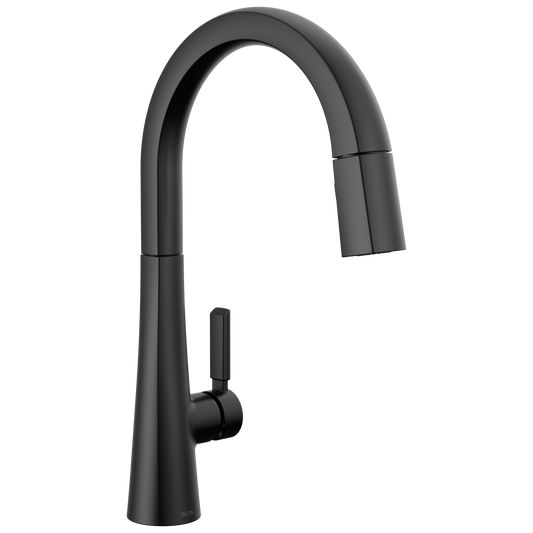 Delta Monrovia Matte Black Single Handle Deck-mount Pull-down Kitchen Faucet with Sprayer