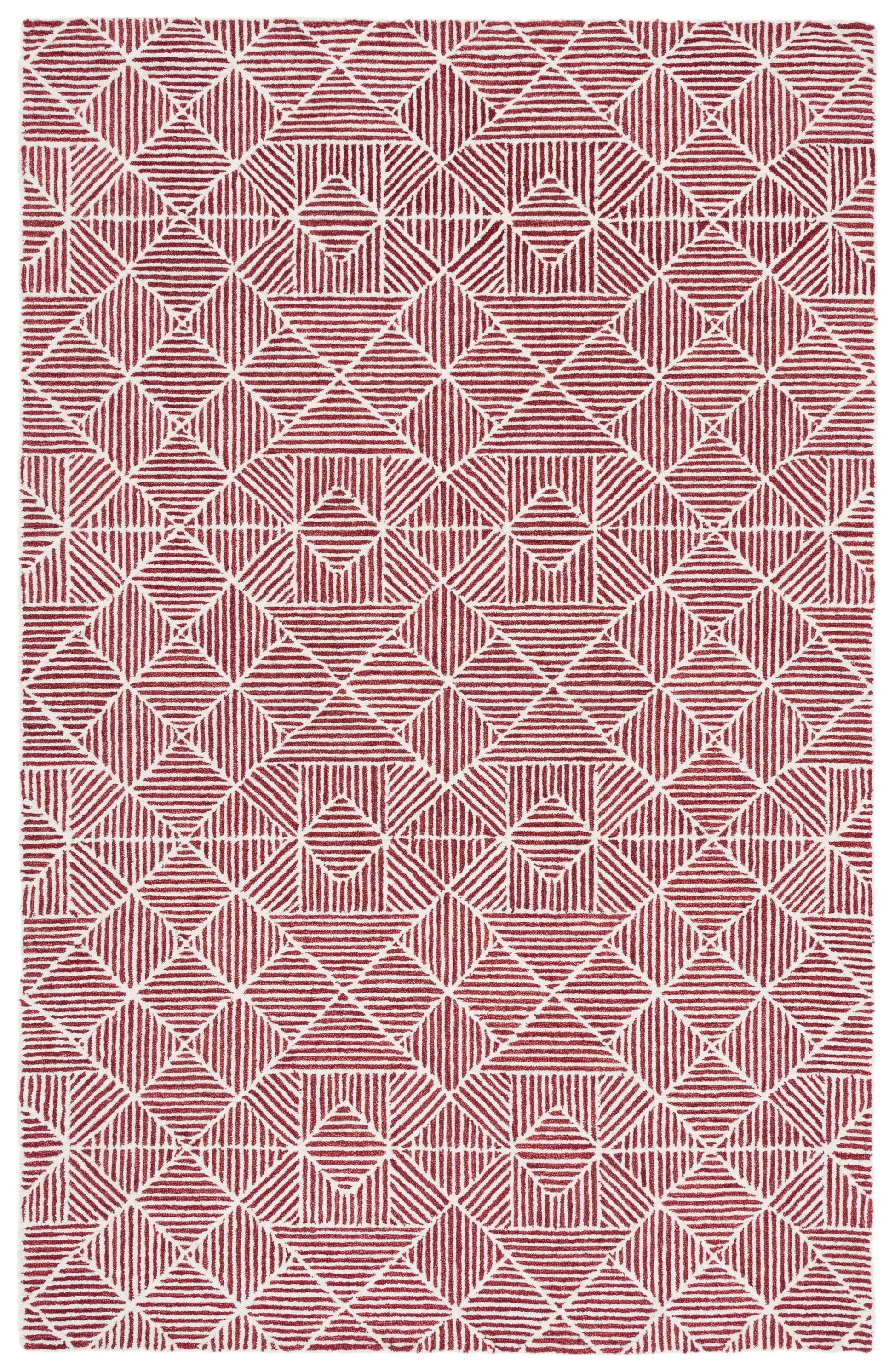 Safavieh Abstract Renee 6 x 9 (ft) Tufted Wool Red/Ivory Rectangular Indoor Geometric Farmhouse/Cottage Spot Clean Only Area rug