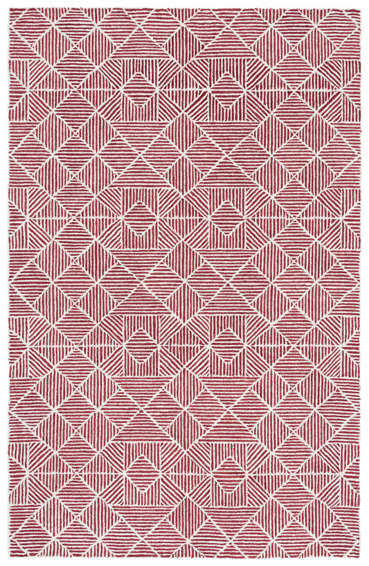 Safavieh Abstract Renee 6 x 9 (ft) Tufted Wool Red/Ivory Rectangular Indoor Geometric Farmhouse/Cottage Spot Clean Only Area rug