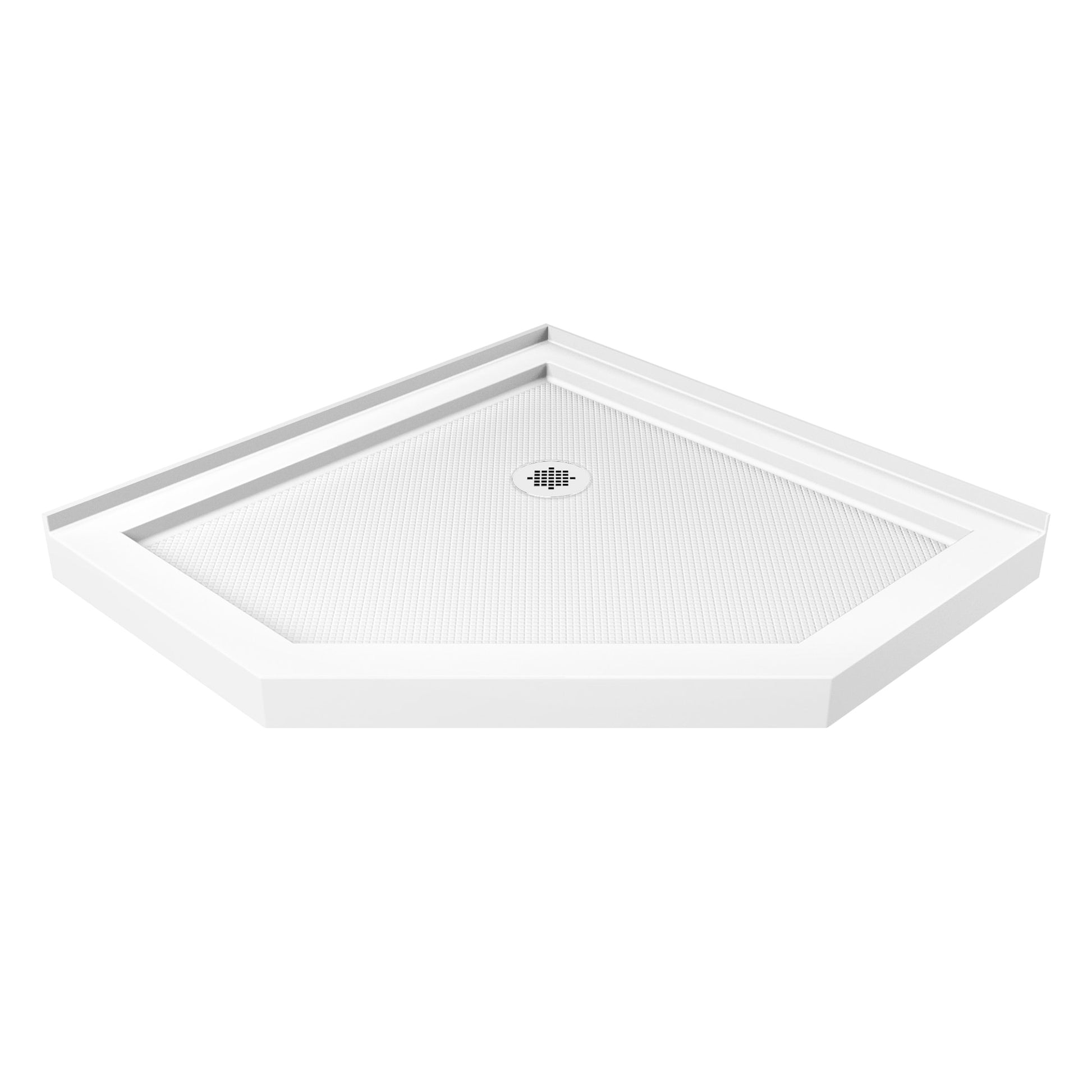 DreamLine SlimLine 42-in W x 42-in L Corner White Double Threshold Neo-angle Corner Shower Pan Base with 2.75-in H Threshold