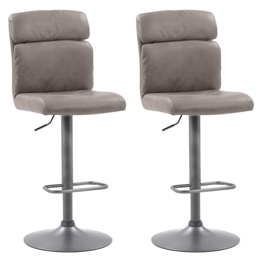 CorLiving Grey 25.5-in H Adjustable Counter height Upholstered Swivel Metal Bar Stool